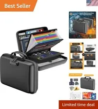 Fireproof File Organizer with Lock, Hard-Shell Case Fireproof Document Box wi...