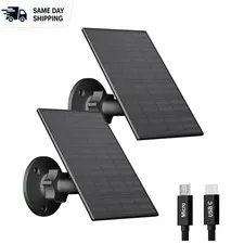 Durable 2W Solar Panel for Security Cameras - Weatherproof & Adjustable, 2 Pack