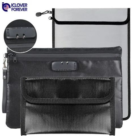 Fireproof Document Bag with Zipper Closure Waterproof Cash Money File Safe Pouch