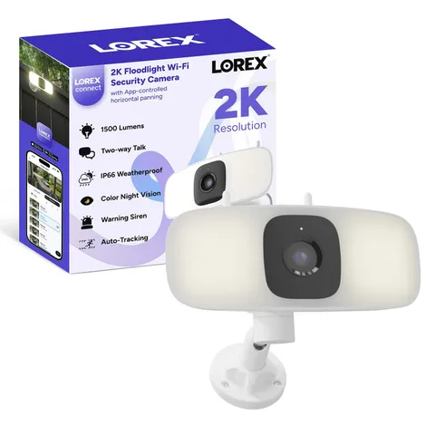 Connect 2K Floodlight Wi-Fi Security Camera | New Connect App | 160° Pan Cove...