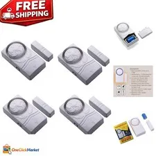 Child & Home Safety Wireless Alarm - Pack of 4 Loud 110dB Magnetic Door Sensors