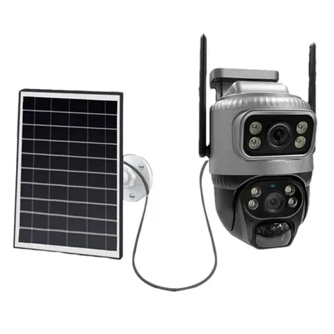 Dual-Lens WiFi/4G Solar Cam – PIR, Night Vision, Waterproof