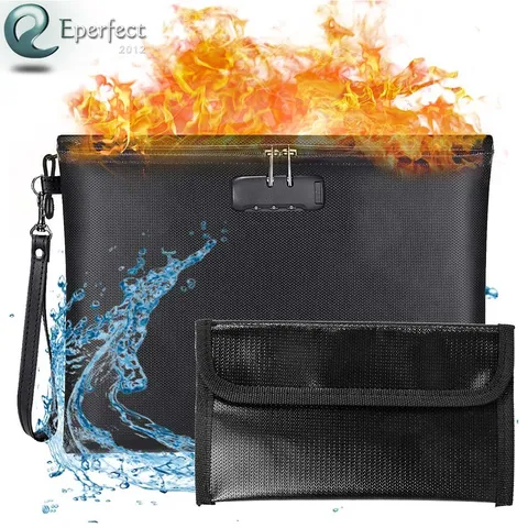 2000℉ Fireproof Document Bag Waterproof Money File Safe Storage Pouch with Lock