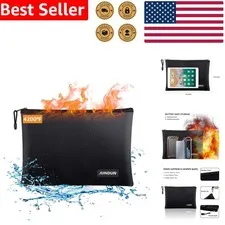 Fireproof Document Bag Waterproof Secure Cash Valuables Storage Pouch Essenti...