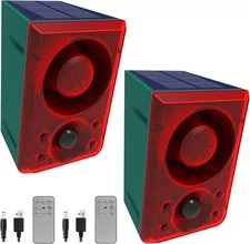 Solar Motion Sensor Alarm Outdoor - Dog Barking & Gunshot Sound, Support Recordi