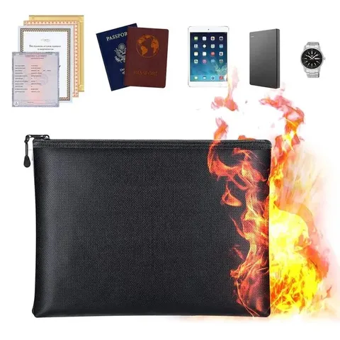 2000℉ Fire Proof money Bag Fireproof Document Pouch Waterproof Safe Cash US