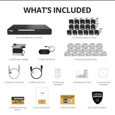 16-Camera 4K Security System Extended Storage 12TB Hard Drive AI Detection New