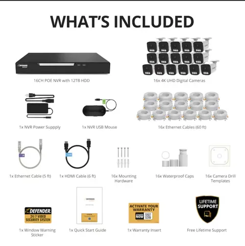 16-Camera 4K Security System Extended Storage 12TB Hard Drive AI Detection New