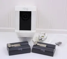 Ring Spotlight Cam Battery Security Camera White 2 Rechargeable Batteries Mount