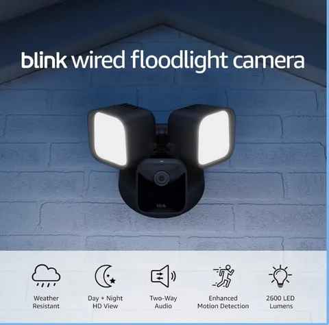 Blink Wired Floodlight Camera 2600 lumens HD Live View Built-In Siren