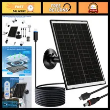10W Solar Panel for Security Cameras - USB-C/USB/DC, Outdoor Power Supply, 1 Pac