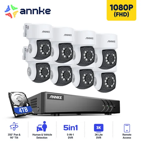ANNKE 8CH 5MP DVR HD 1080P Video AI Security Camera System Outdoor 350° Pan&Tilt