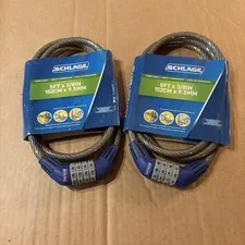 Lot Of 2 New - Schlage 999225 Combination Combo Cable Lock 5ft x 3/8"