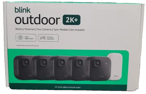 Blink Outdoor 2K+ Wireless Smart Security 5 Camera System with Sync Module Core