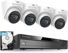 5MP POE Security Camera System Outdoor, 8CH POE NVR, 4Pcs 5MP Turret Cameras, IP