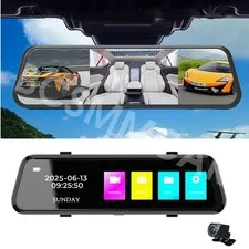 Touch Screen WIFI Car DVR Camera HD Three Channel Dash Cam Rearview Mirror Mount