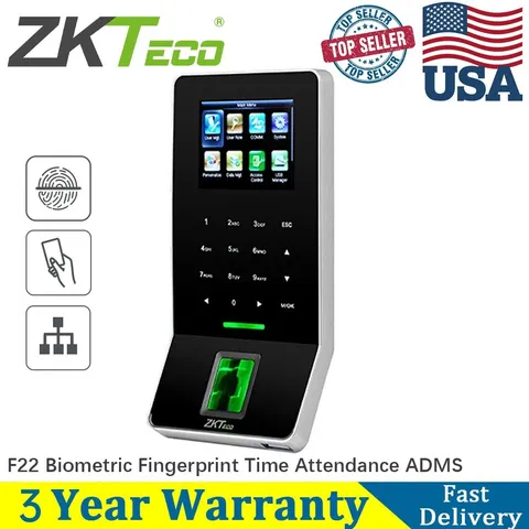 ZKTeco F22 Fingerprint Biometric Clock in and Out Attendance Machine w/ADMS