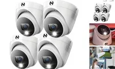  Add On Wired 4K HD Indoor/Outdoor Deterrence Dome Cameras with 2-Way 4 Pack