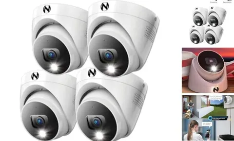  Add On Wired 4K HD Indoor/Outdoor Deterrence Dome Cameras with 2-Way 4 Pack