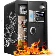 Large Fireproof Waterproof Safe Box with Dual Key & Light - Heavy Duty Security
