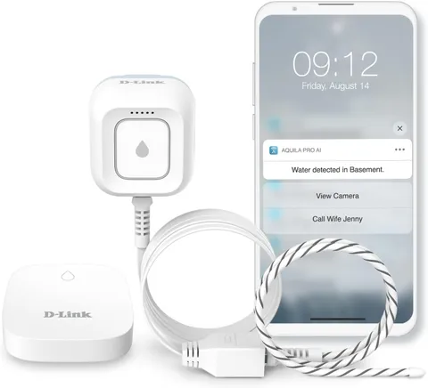 Water Leak Detector Starter Kit with 2 Sensors WiFi App Alert Loud 100 dB Strobe