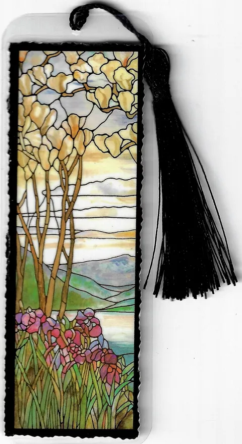 Louis Tiffany BOOKMARK Tree Iris Flower Frank Memorial Stained Glass GIFT