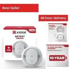 Kidde 20SD10-V Smoke Detector, 10-Year Battery, Voice Alerts, LED Lights