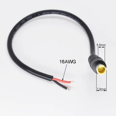 100pc 30cm 16AWG 7.9x5.5mm DC Power Socket Connector Cord Cable Pigtail DIY Lead