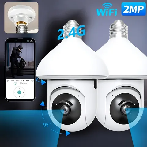 2pcs-New Bulb Security Camera - 1080p Full HD Recording & 360° Panoramic View