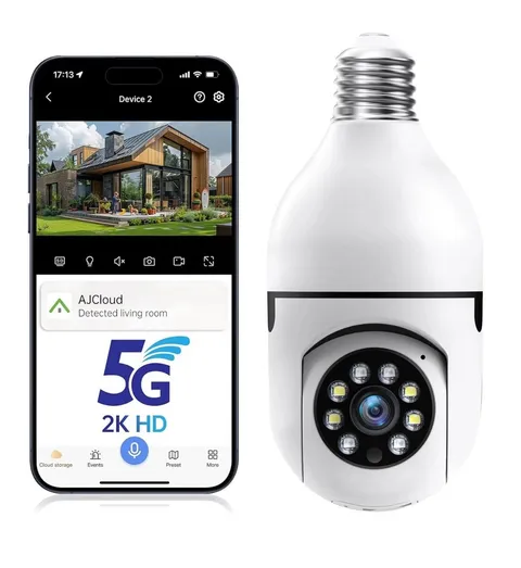 2pLight Bulb Security Camera -5G 2.4Ghz Wifi 2K Security Cameras WirelessOutdoor
