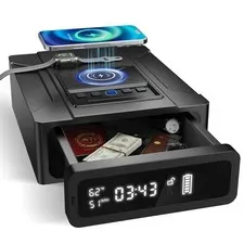 Bedside Gun Safe with Wireless Charging - Biometric Safe with Fast Fingerprin...