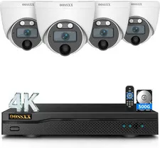 4K Wired CCTV Security Camera System, 8CH HD DVR Kit, 4X Dome IP66 Indoor Outdoo