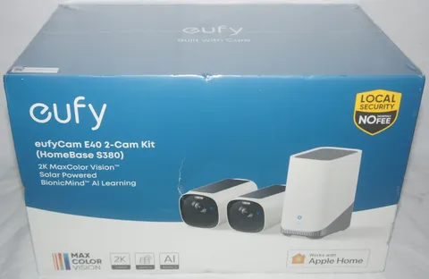 New eufy eufyCam E40 2-Cam Kit (HomeBase S380) Outdoor Wireless Solar Security