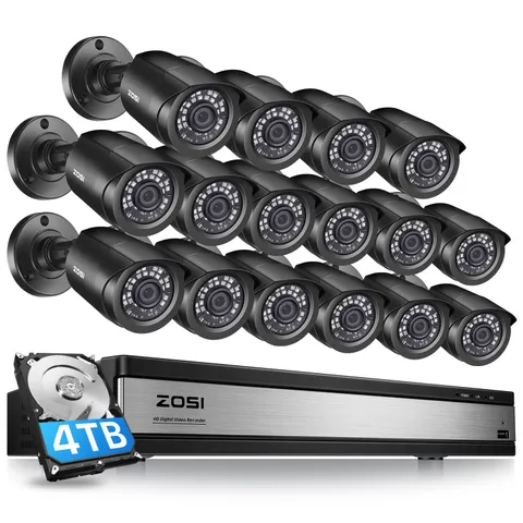ZOSI 16CH 5MP Lite DVR 1080P Wired Security Camera System 4TB Indoor/Outdoor