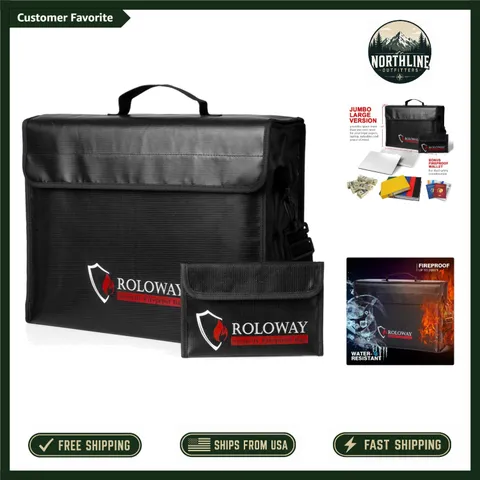 17x12 Fireproof Document Bag - Lockable, Water Resistant & Portable Safe Storage