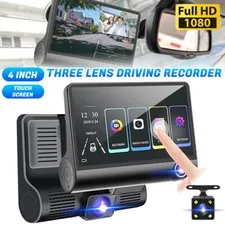 4" Touch Screen Dash Cam 1080P Dual Lens Car DVR Recorder Front and Rear Camera
