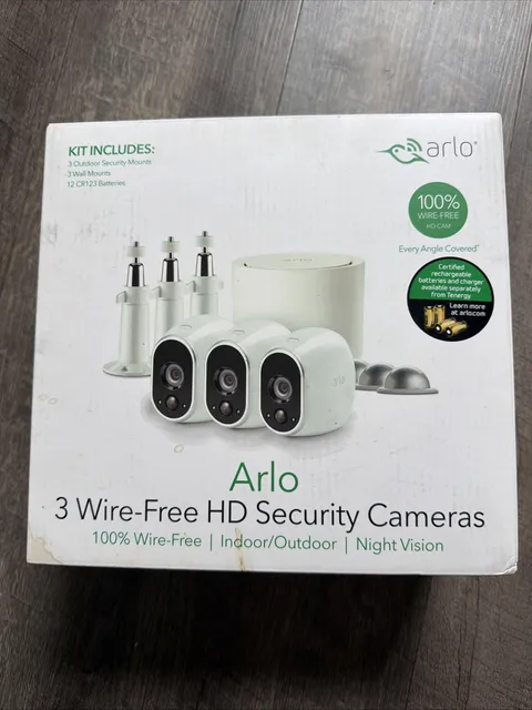 NEW Arlo VMS3330W Security System with 3 HD Cameras - White