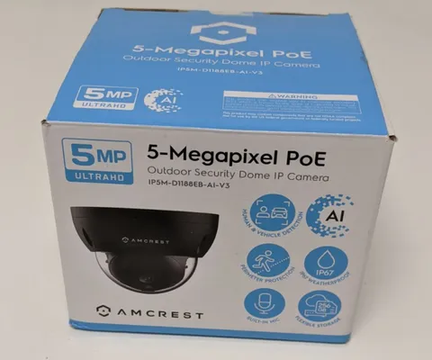 Amcrest 5MP PoE AI Dome IP Camera IP5M-D1188EB-AI-V3 Outdoor Mic IP67 Black New