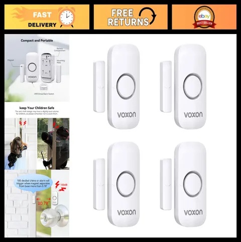 4-Pack Door Window Alarm Sensor - Kids Safety, Home Security, Burglar Alert Syst
