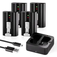 4-Pack Replacement Battery for Ring Doorbell - 6040mAh Rechargeable Black
