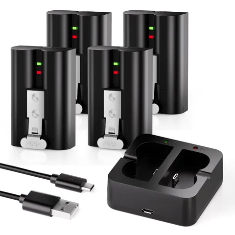 4-Pack Replacement Battery for Ring Doorbell - 6040mAh Rechargeable Black