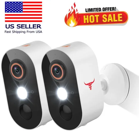 2 Pack Wireless Security Camera System Smart Night Vision Outdoor WiFi Cameras
