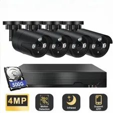4MP Home Outdoor CCTV HD Security Camera System 4CH DVR Night Vision With 500GB