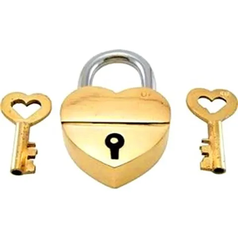 Handmade Vintage Style Rare Glowing Heart Shape Brass Padlock With Keys