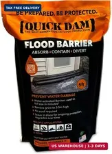 Quick Dam QD65-1 Water-Activated Flood Barrier-5 Feet-1/Pack, 5-ft, Black