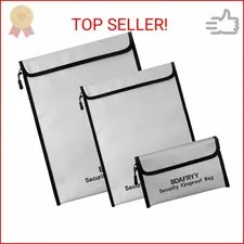 3 Pcs Fireproof Waterproof Money Important Document Bag(2000℉),Fire Proof Bag fo