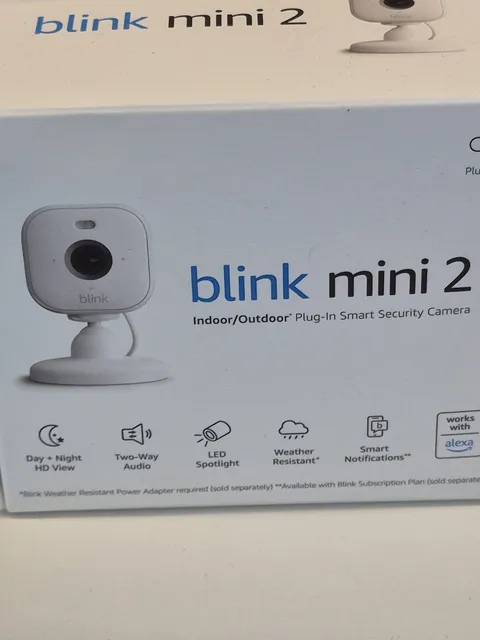 Blink Mini 2 — Plug-in smart security camera, HD night view in color, built-in