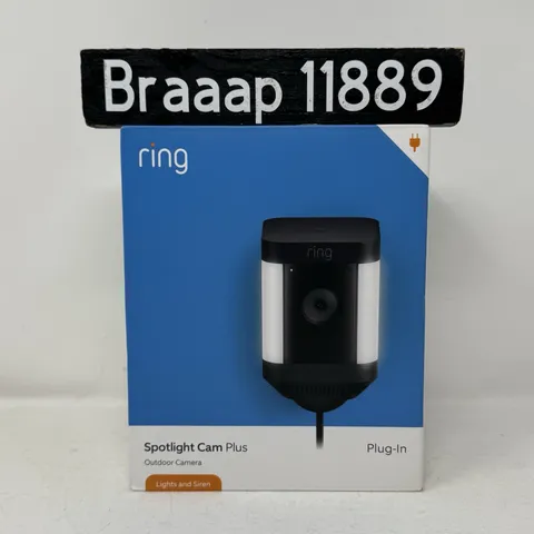 Ring Spotlight Cam Plus Plug-In 1080p Camera Video LED Night Vision Black New