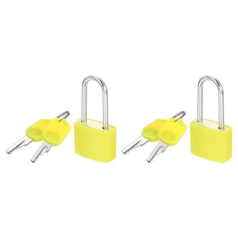 2 Pcs Padlock with Keys Long Shackle Waterproof Keyed Locks Yellow