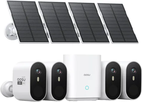 Solar Security Cameras Wireless Outdoor, 4-Cam Kit, 2K QHD Home Security System